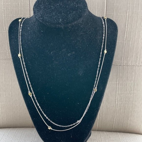 Jewelry - Women Necklace Silver Tone Double Chain Fashion Jewelry